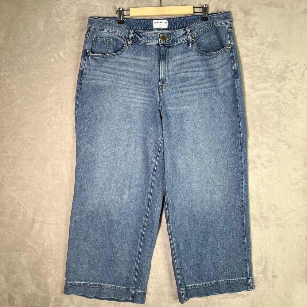 Lane‎ Bryant Mid Rise Signature Fit Wide Leg Jeans 20 Light Blue Relaxed Whisker